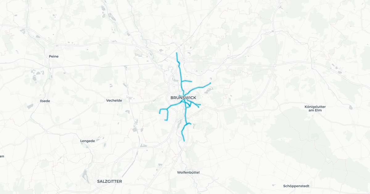 Liniennetz von BSVAG Straßenbahn