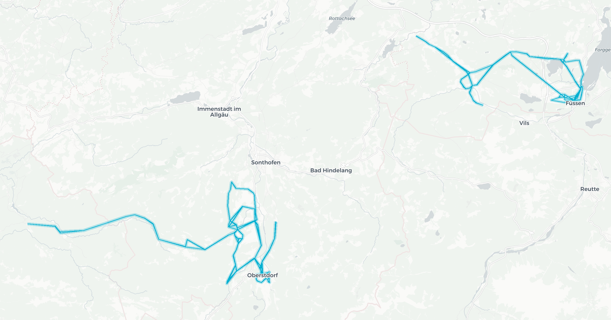 Liniennetz von Bus RV Allgäu
