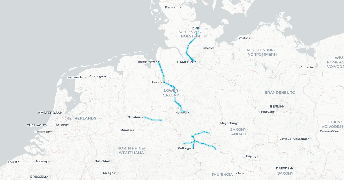Liniennetz von DB Regio AG Nord