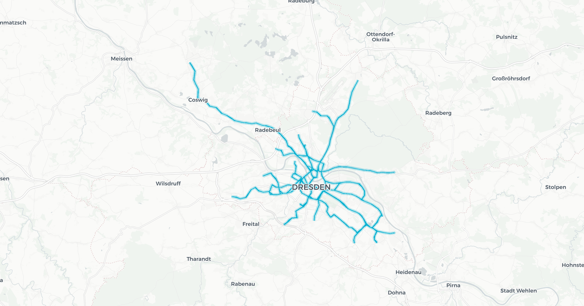 Liniennetz von DVB-Straßenbahn
