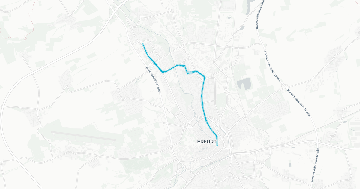 Liniennetz von Erfurter Verkehrsbetriebe AG