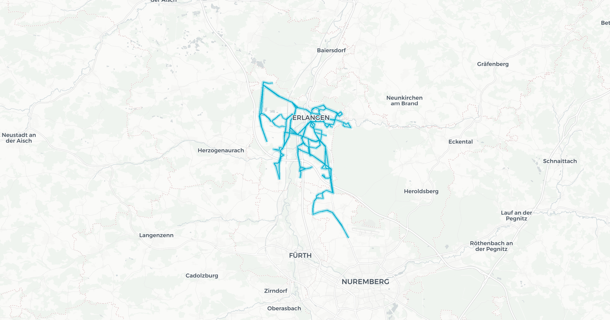 Liniennetz von Erlanger Stadtverkehr
