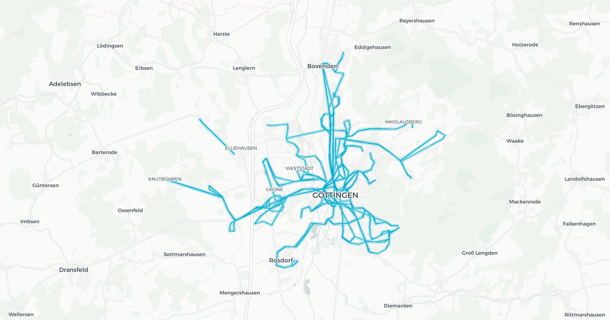 Liniennetz von Göttinger Verkehrsbetriebe (GöVB)