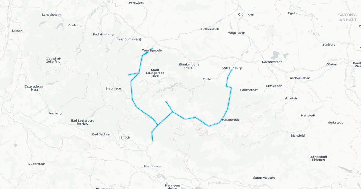 Liniennetz von Harzer Schmalspurbahnen