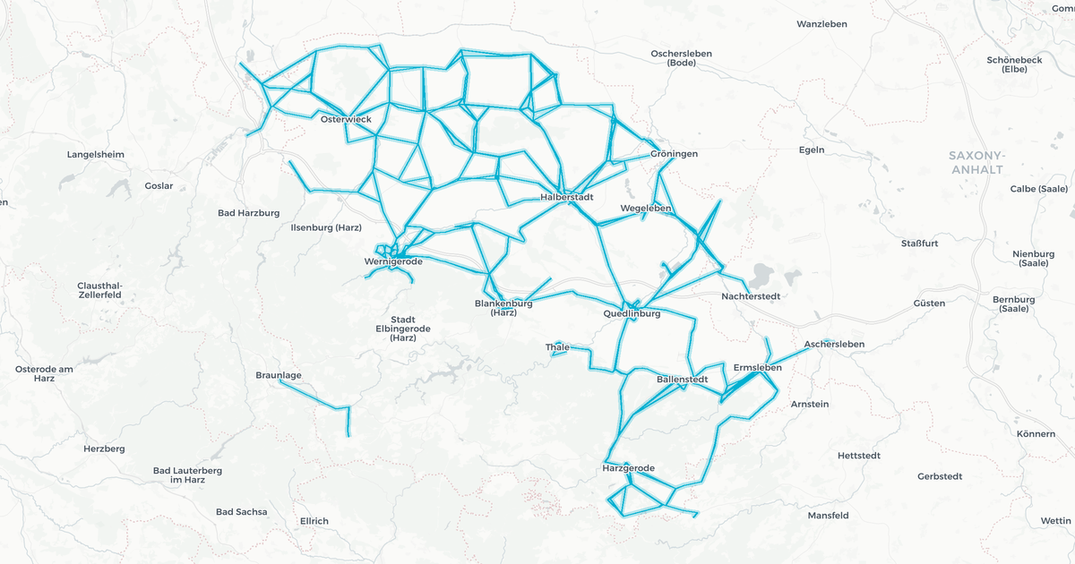 Liniennetz von Harzer Verkehrsbetriebe