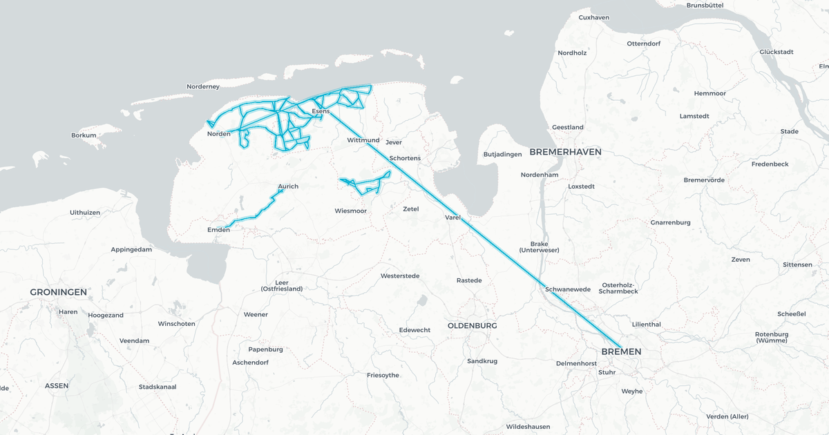 Liniennetz von Hermann Edzards Omnibusbetrieb
