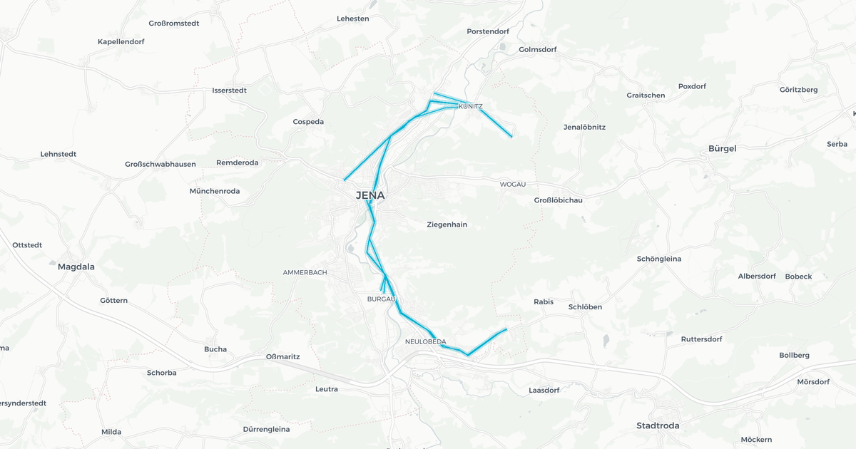 Liniennetz von Jenaer Nahverkehr GmbH