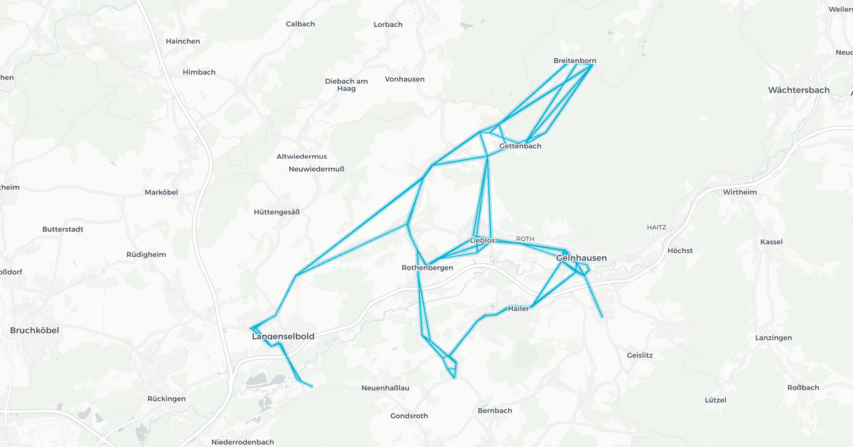 Liniennetz von RDG Regionalverkehrsdienst Gründau E. Laubach e.K.