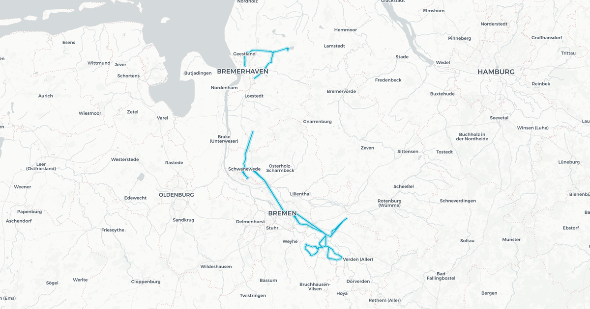 Liniennetz von Reisedienst von Rahden GmbH & Co. KG