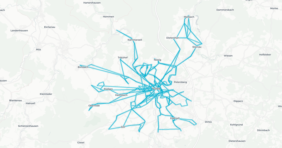 Liniennetz von RhönEnergie Bus GmbH