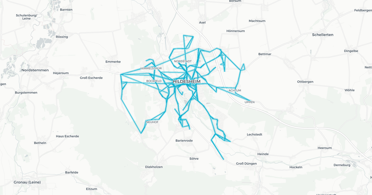 Liniennetz von Stadtverkehr Hildesheim