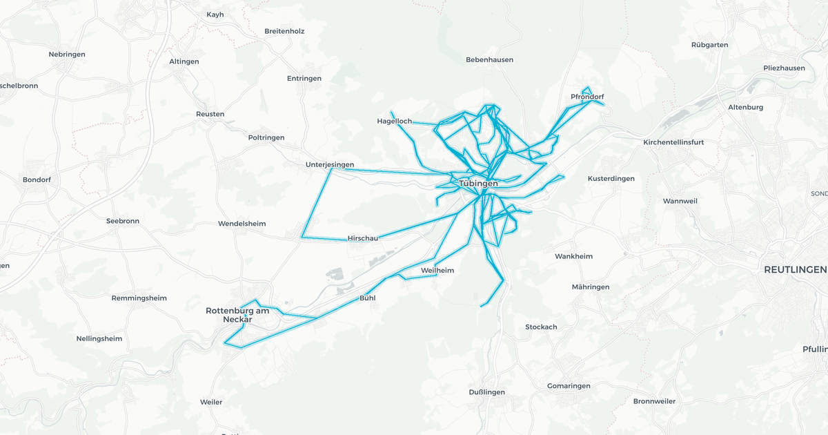 Liniennetz von Stadtverkehr Tübingen GmbH
