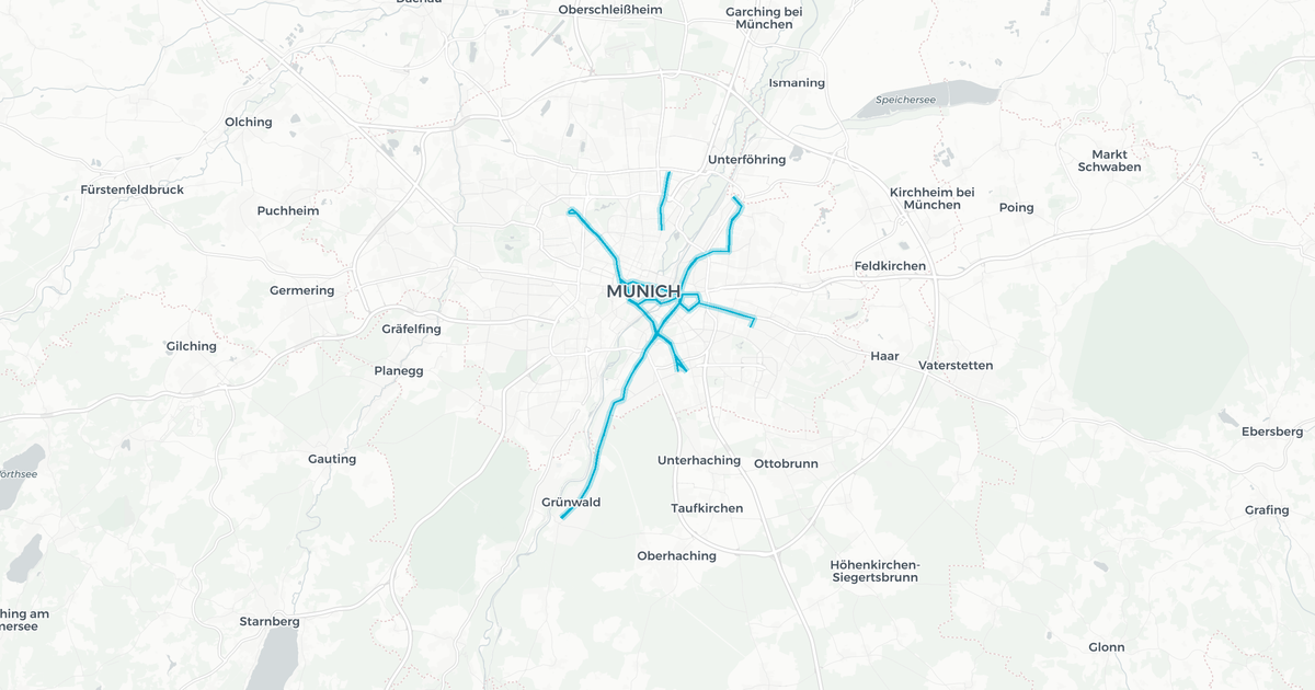 Liniennetz von Straßenbahn München