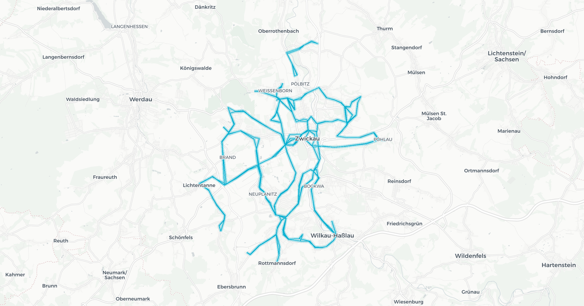Liniennetz von SVZ Zwickau Bus