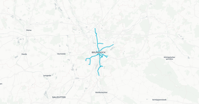 Liniennetz von BSVAG Straßenbahn