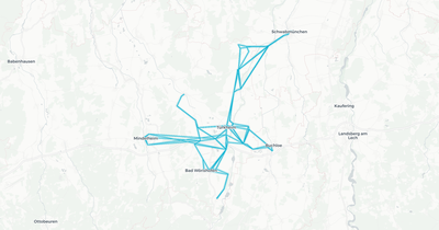 Liniennetz von RBA Betrieb Augsburg