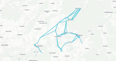 Liniennetz von RDG Regionalverkehrsdienst Gründau E. Laubach e.K.