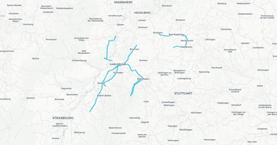 Liniennetz von Stadtbahn Karlsruhe SEV