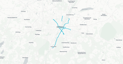 Liniennetz von Straßenbahn München