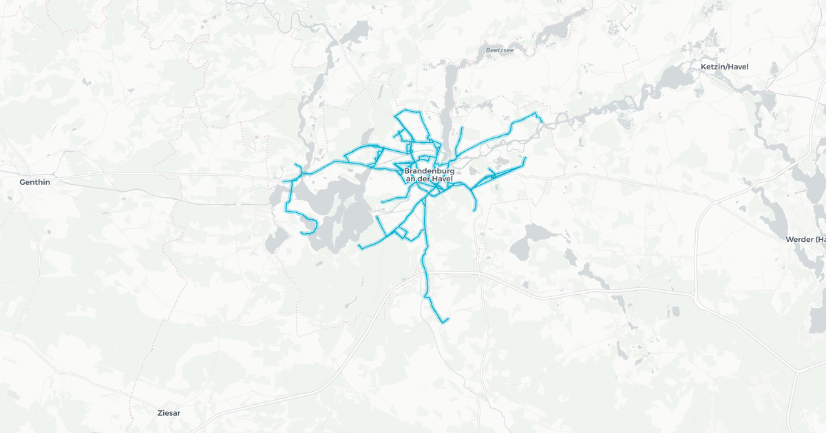 Liniennetz von Verkehrsbetriebe Brandenburg an der Havel GmbH